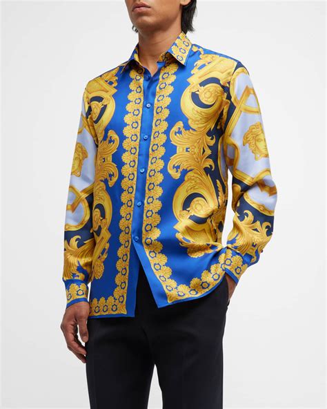 versace mens silk shirts|versace fitted shirts for men.